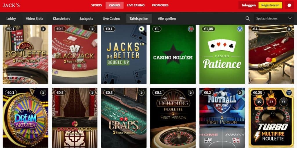 Jacks casino overzicht blackjack spel lobby
